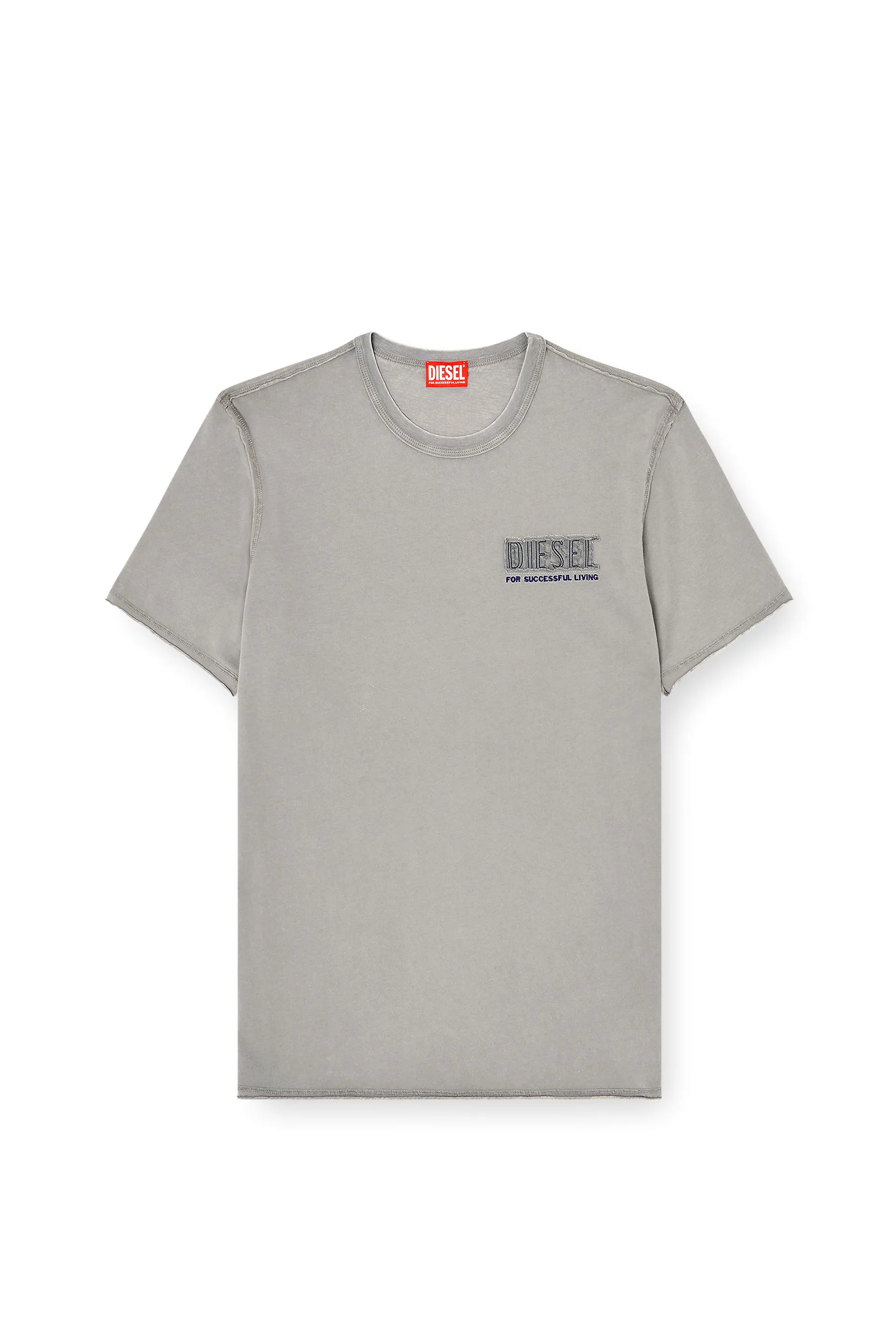 Acid-wash T-shirt with raw edges