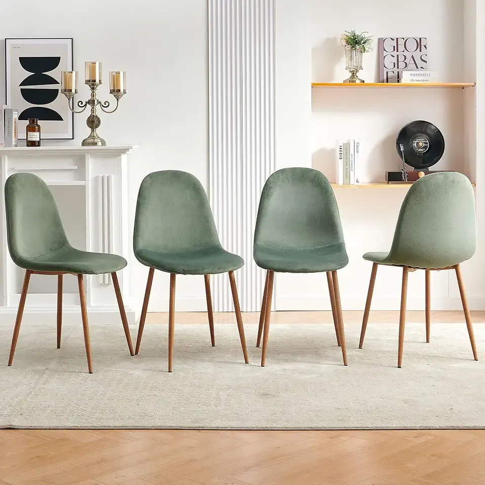 Velvet Dining Chairs Set of 4 - Modern Seating with Metal Legs for Living, Bedroom,Dining Room - Green Chairs for Dining Room, Chair Set for 4