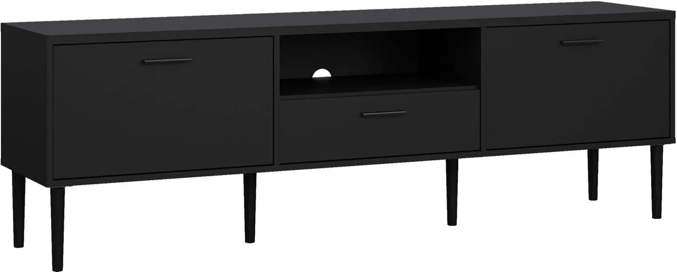 Billund TV-benk 177 x 40, H 57 cm, 1 åpen hylle, 1 skuff og 2 skapdører svart