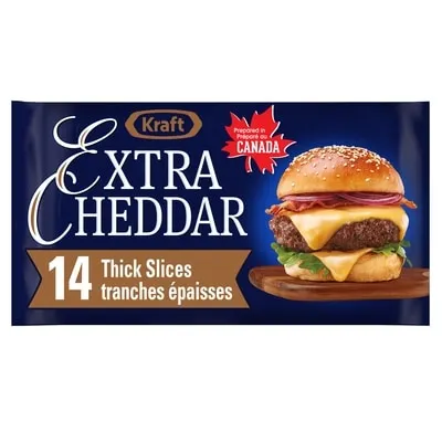 Sponsored Kraft Extra Cheddar Slices 390 g, $1.92/100g