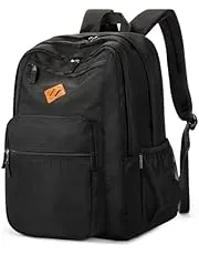 ZORFIN 26L Black Backpack for College, and Travel: Water Resistant Bookbag
