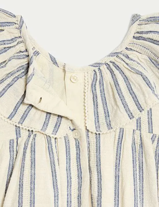 Gestreiftes Kleid aus reiner Baumwolle (0–3 Jahre)