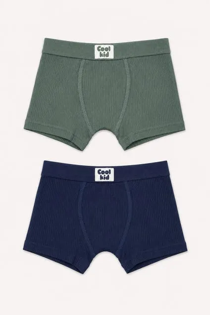 Kids 2-pack effen katoenen boxershorts met ribstructuur - inSua