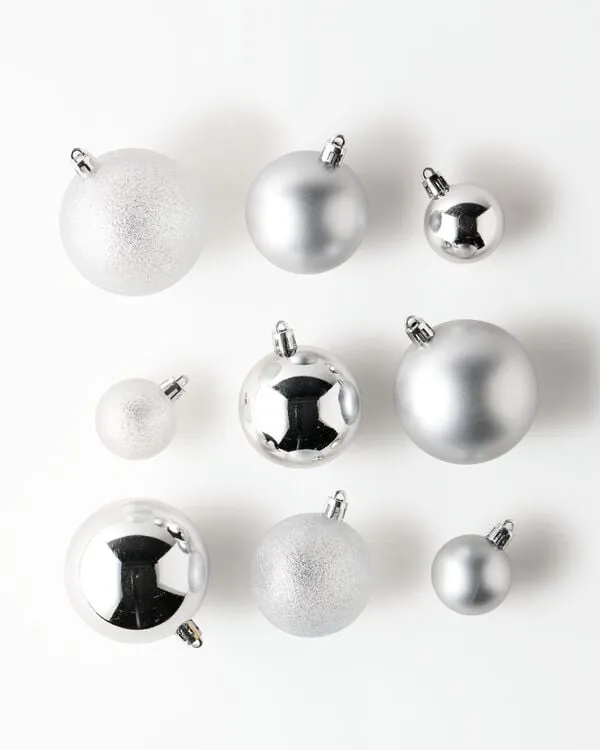 kerstballen set zilver - 44 stuks