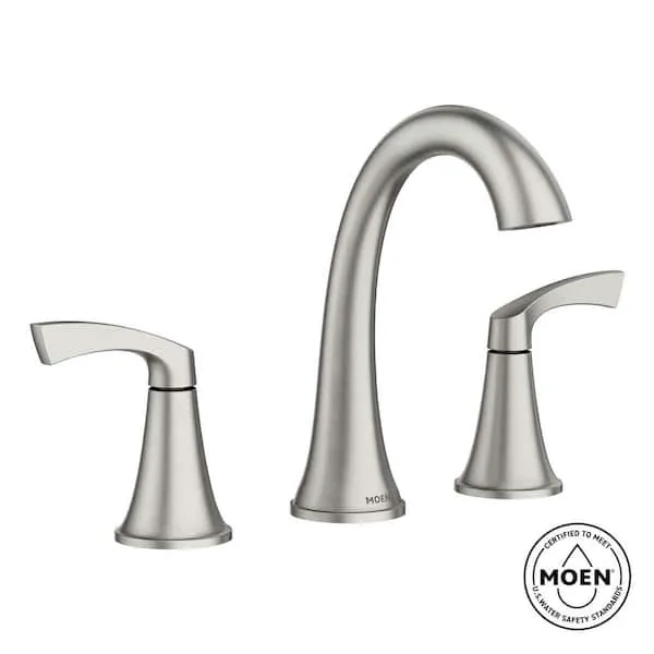 MOEN Korek 8 in. Widespread Double Handle High-Arc Bathroom Faucet in Spot Resist Brushed Nickel (Valve Included)