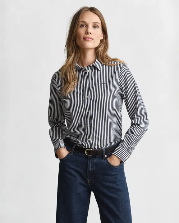 Poplinskjorte med striper i regular fit