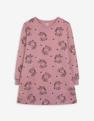 Pullover lungo - Stampa allover - rosa