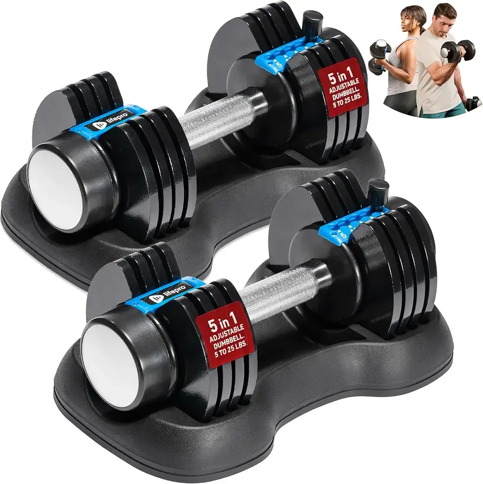 Lifepro Adjustable Dumbbells & Weights for Home Gym, Quick-Adjust | Choose from 2-55 lb adjustable weights in single, pair, or 3-in-1 options for customizable home strength training.