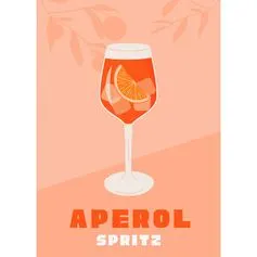 Affiche déco verre cocktail orange 21x29.7cm