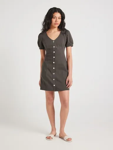 Inez V Neck Denim Mini Dress