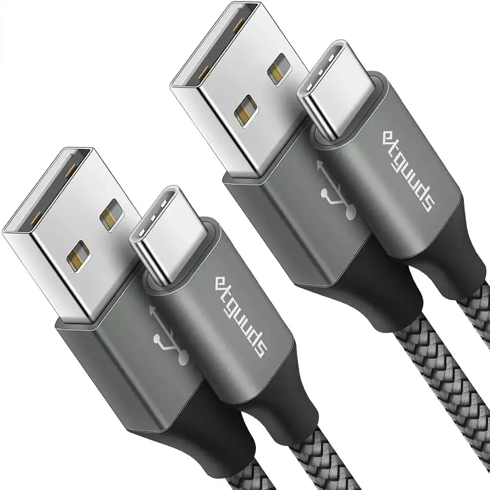 etguuds USB to USB C Cable 3ft, 2-Pack USB A to USB C Charger Cord Type C | Fast Charging for Samsung Galaxy A17 A16 A15 A26 A36 A56, S26 S25 S24 S23 S22 S21 S20 S10, for iPhone 17 16 15, Moto, Gray