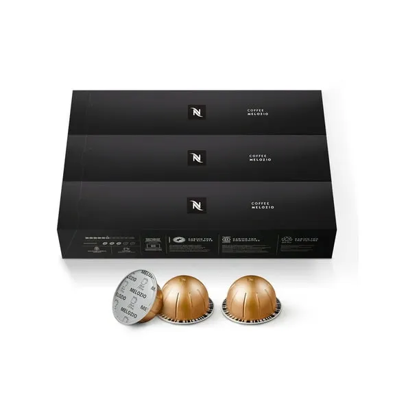 Nespresso Capsules Vertuo, Melozio, Medium Roast Coffee, 30-Count Coffee Pods