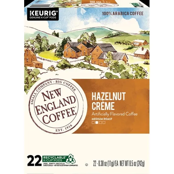 New England Coffee Hazelnut Crme, Medium Roast, Keurig K-Cup Coffee Pods, 22 Count Box $13.97 $1.64/oz
