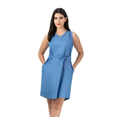 Vestido Mxstaza Mujer Sin Mangas De Mezclilla Con Cinturón