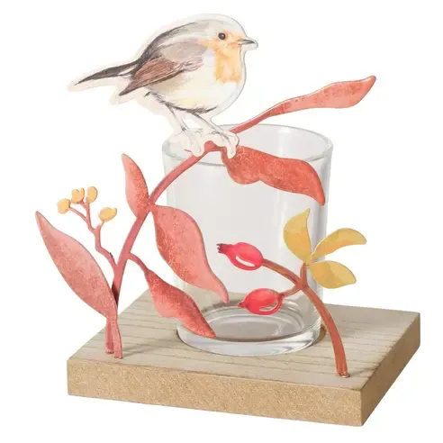 Windlicht - braun-orange - Vogel - 8x13x11 cm