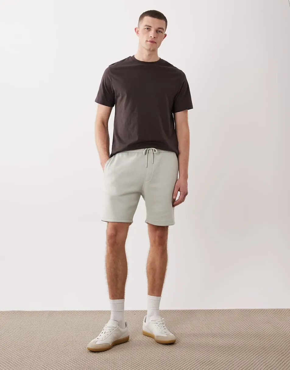 ASOS DESIGN essentials slim mid length jersey shorts in ecru