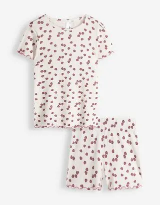 Pigiama completo (maglia + shorts) - Motivo allover - Bianco sporco