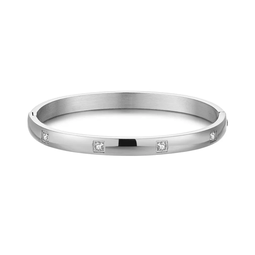 Armband in edelstaal, 6 zirkonia