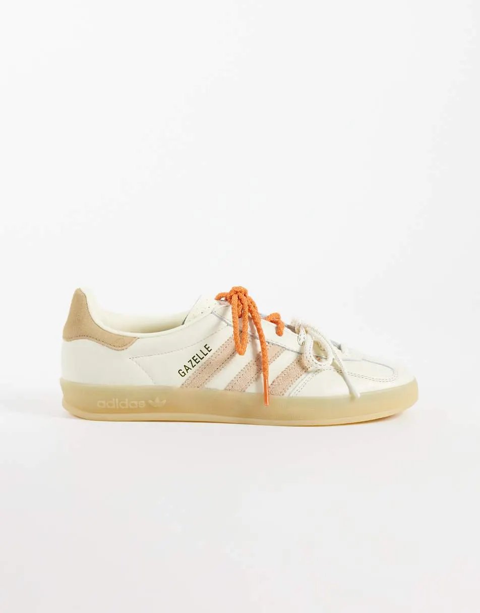 adidas Originals Gazelle trainers in off white with double laces