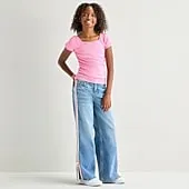 Thereabouts Little & Big Kid Girls Adjustable Waist Low Rise Baggy Fit Jean