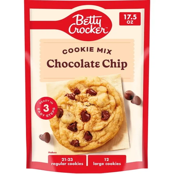 Betty Crocker Chocolate Chip Cookies, Cookie Baking Mix, 17.5 oz