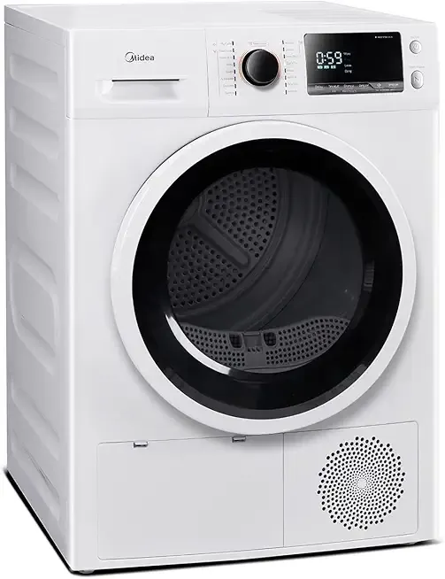 Midea MLE25H7BWW Heat Pump, Ventless Front Load Dryer Stackable Washing Machine, Energy Efficient and Space Saving, 4.4 Cu.ft, White