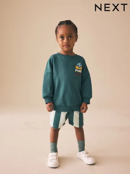 Ecru Wild Days Crew Neck Sweatshirt and Shorts Set (3mths-7yrs) (3mths-7yrs)