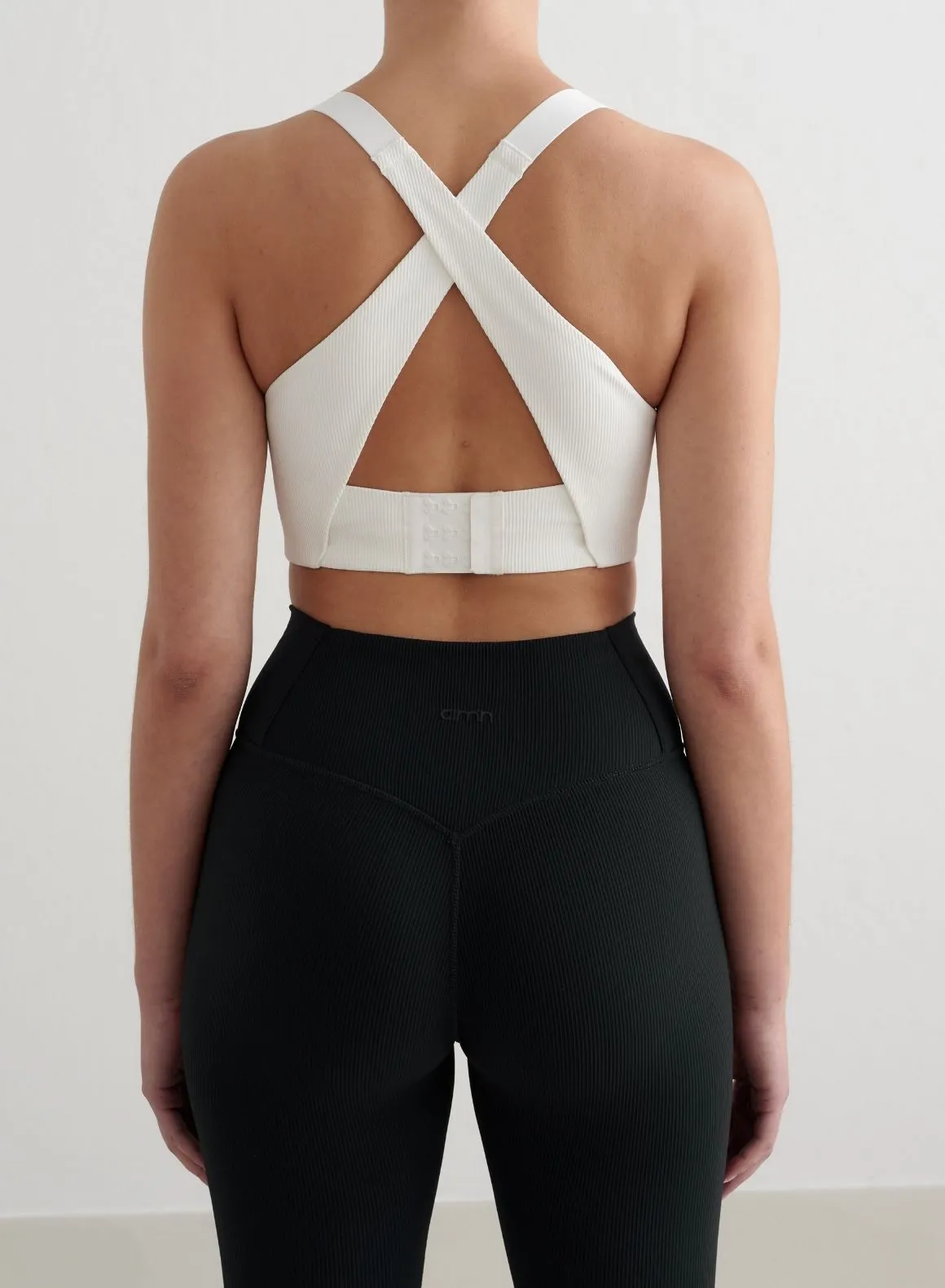 White Ribbed Performance Support Bra