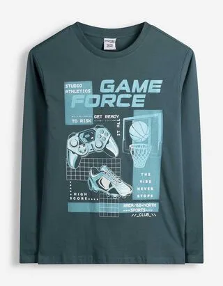 Maglia a manica lunga - Stampa frontale - Verde scuro
