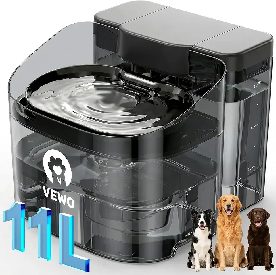 11L/372oz Large Dog Water Fountain, No Spill Automatic Dog Water Bowl Dispenser with Multi-Layer Filtration, Flowing Dog Water Dispenser with Deep Basin, BPA-Free, Ultra Quiet and Easy to Clean
