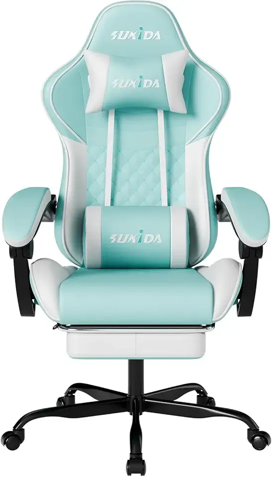 Ergonomic Video Gamer Chairs Gaming Computer Chair Gamer Chairs for Adults Massage Lumbar Support Swivel Height Adjustable Headrest Backrest