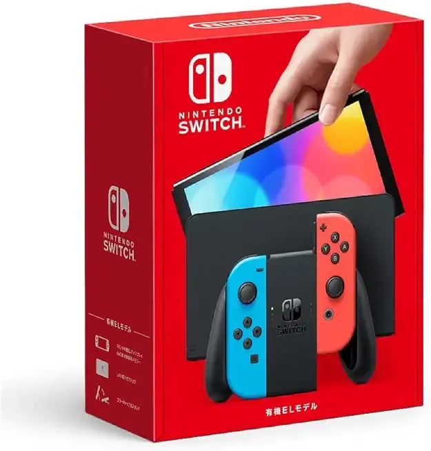Nintendo Switch OLED Model – Neon Red & Neon Blue Joy-Con (Japan Spec, 7″ OLED, 64GB, Wired LAN Dock, Region-Free, Enhanced Audio)