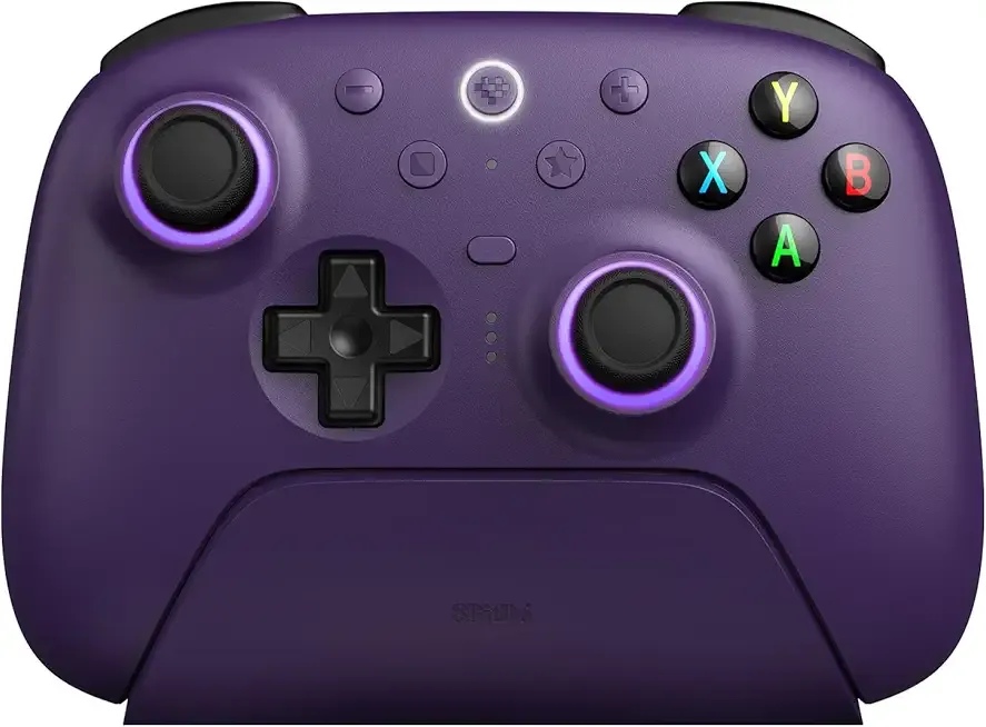 8BitDo Ultimate 2 Wireless Controller for Windows PC, Apple, Steam & Android, Gaming Controller with TMR Joysticks, Hall/Tactile Triggers, Motion Control, RGB Fire Ring, 1000Hz Polling Rate, Purple