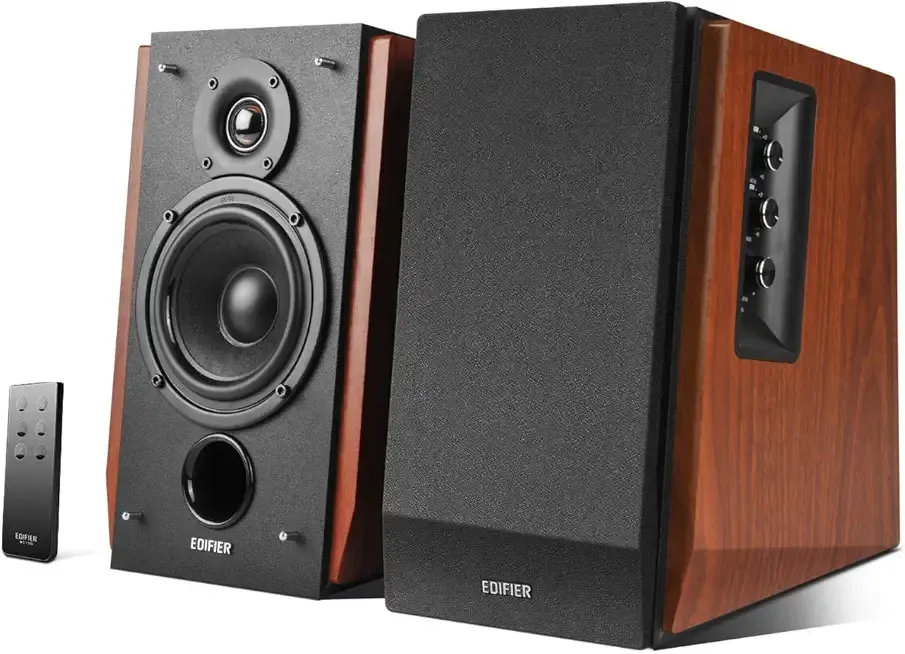 Edifier R1700BT Bluetooth Bookshelf Speaker - Active Near-Field Studio Monitors - Powered Speakers 2 Setup Wooden Enclosure - 66w RMS