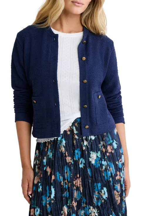 Bouclè Knit Bomber Cardigan
