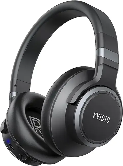 KVIDIO Active Noise Cancelling Headphones, 70 Hours Playtime Bluetooth Headphones Wireless with Microphone, Transparency Mode, Deep Bass and Hi-Fi Stereo Sound Over Ear for Travel Office