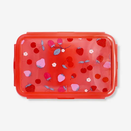 Red lunchbox with berry print