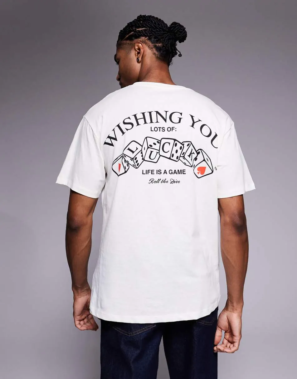 ADPT oversized t-shirt with dice back print in cream