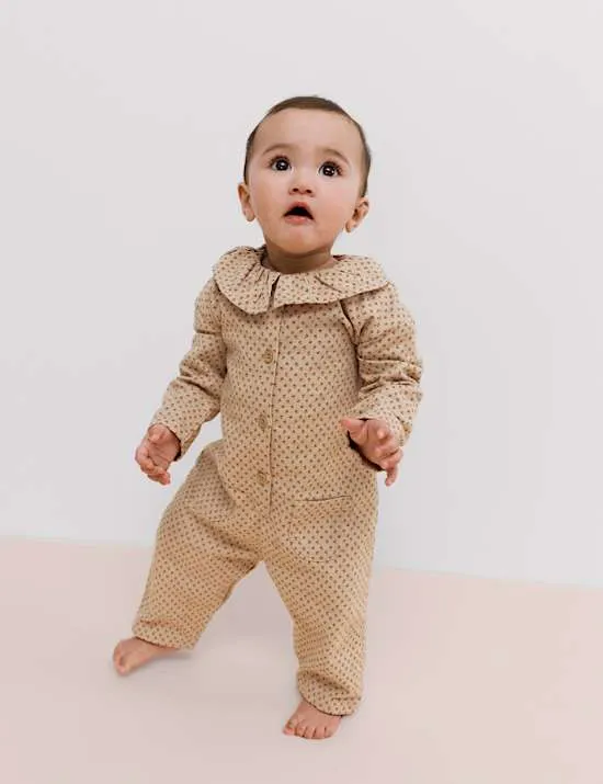 Einteiler aus reiner Baumwolle mit Blümchenmuster (0–3 Jahre)