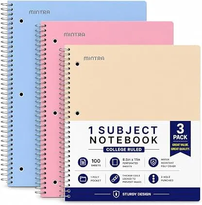 Mintra Office Durable Spiral Notebooks, 1 Subject, (Sprin…