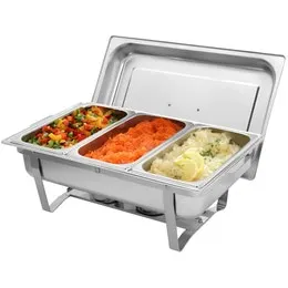 11L Stainless Steel Chafing Dish - 3-Pan Buffet Food Warmer