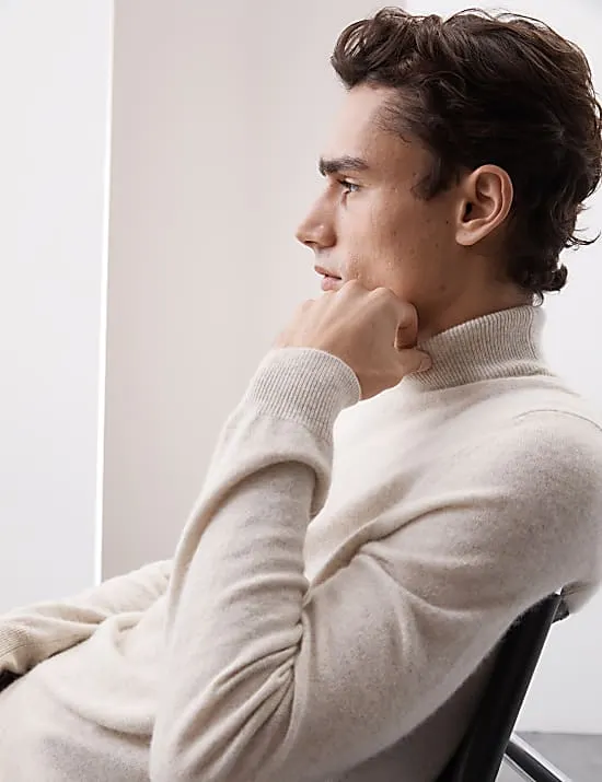 Pure Cashmere Roll Neck Jumper