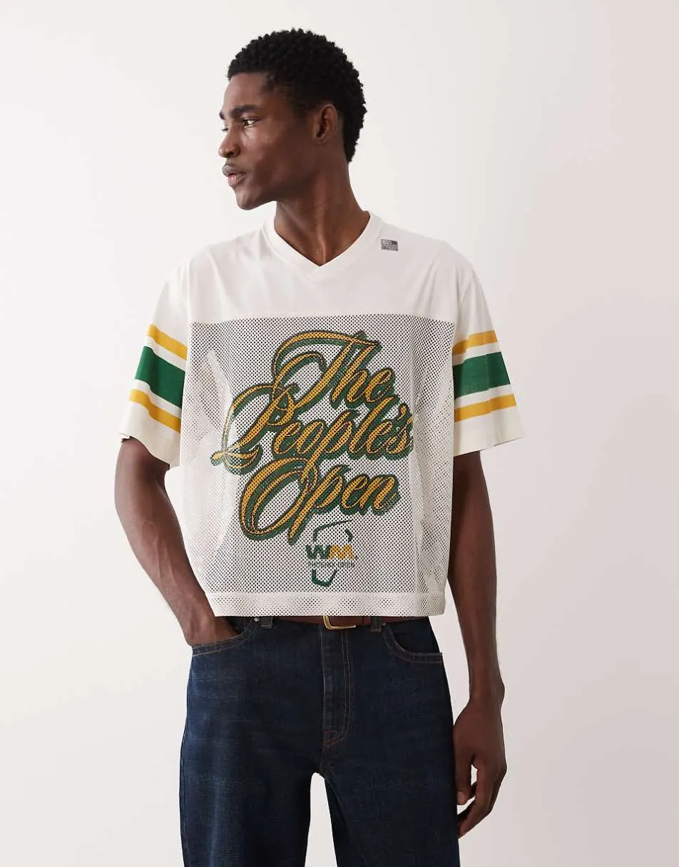 Abercrombie & Fitch golf graphic v-neck jersey t-shirt in white