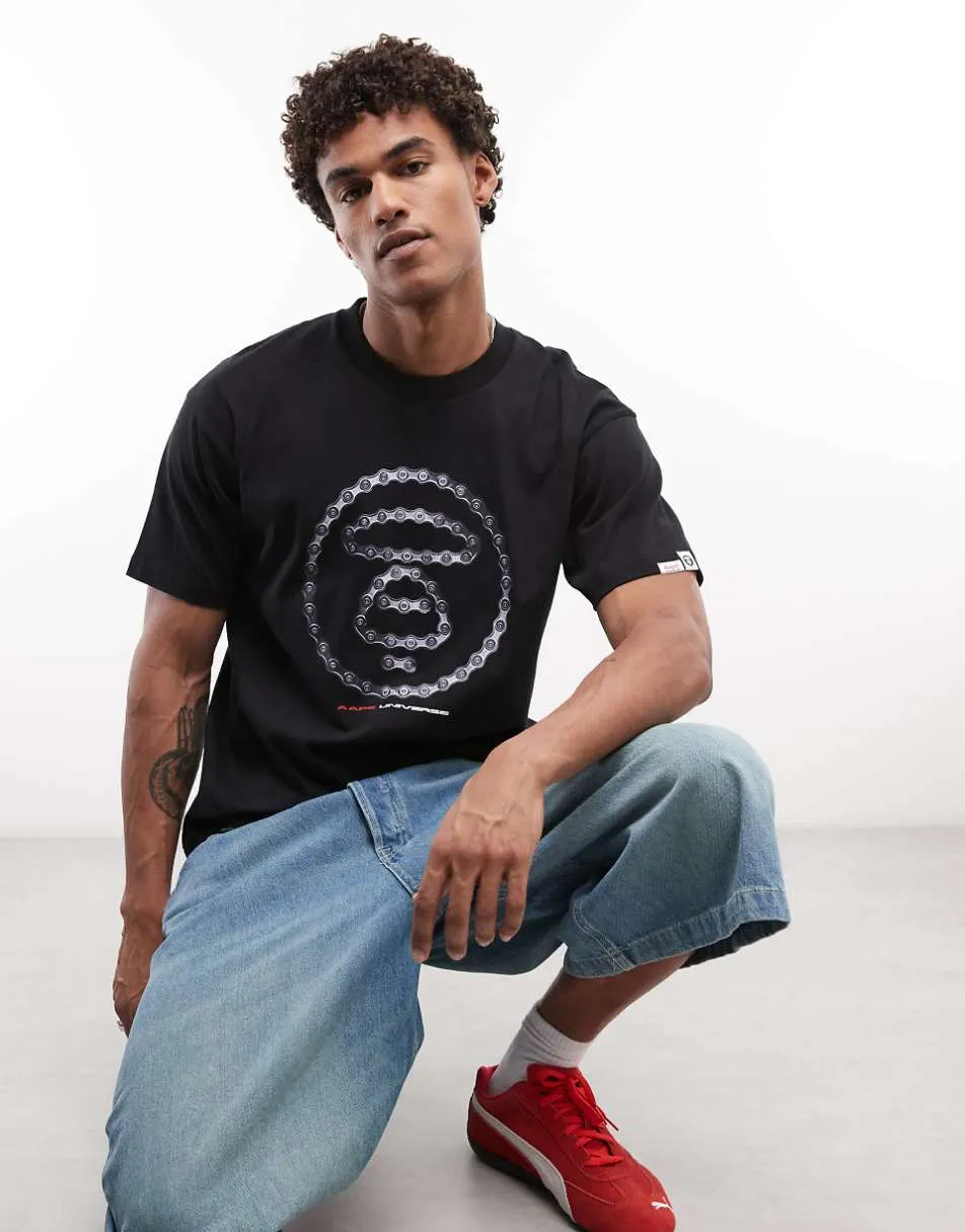 Aape by A Bathing Ape t-shirt in black with chain logo print