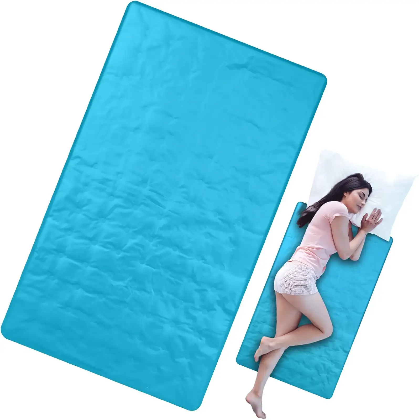 Drydiet Cooling Pad Mat for Sleep Cooling Mattress Pad Gel for Bed, Relieve Pain, Summer Hot Flashes, Adult, Pets, No Water or Electricity Required(Plain,Light Blue,48 x 28 Inch)