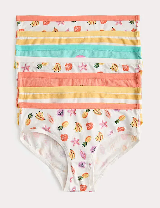 7 Pack Cotton With Stretch Fruit Print Knickers (18 Mths-14 Yrs)