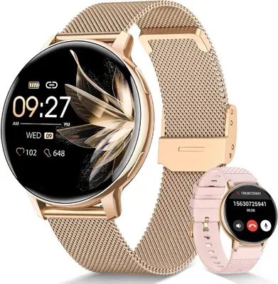 2026 NEW Smartwatch Damen Fitnesstracker Uhr mit Anrufe,Pulsuhr,SpO2 (3.53 cm/1,39 Zoll), Smartwatch für Damen mit Blutdruck,Schlafmonitor,Zyklus