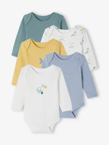 Lot de 5 bodies bébé garçon manches longues - écru