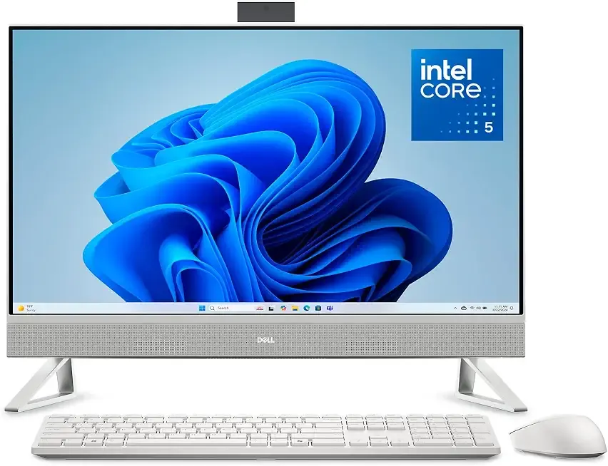 Dell 27 All-in-One Desktop ec27250-27-inch FHD (1920 x 1080) Display, Intel Core 5 Processor 120U, Graphics, 16GB DDR5 RAM, 512GB SSD, Windows 11 Home, Onsite Service - White