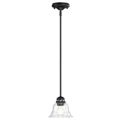 Cascadia Beloit 1 -Light Matte Black Farmhouse Seeded glass Dome Mini Hanging Pendant Light